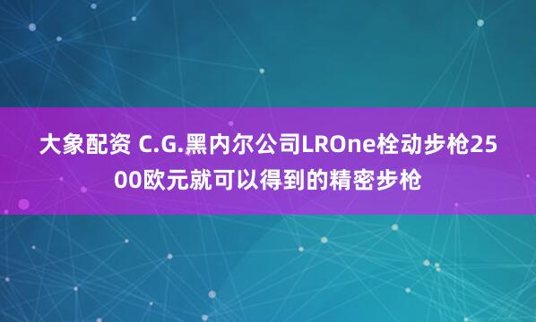 大象配资 C.G.黑内尔公司LROne栓动步枪2500欧元就可以得到的精密步枪