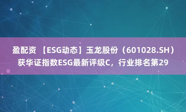 盈配资 【ESG动态】玉龙股份（601028.SH）获华证指数ESG最新评级C，行业排名第29